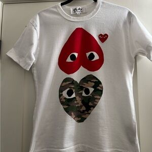 Comme des Garcons Kids Heart Graphic Tee - White, Red, Green